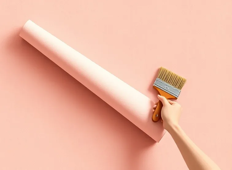 Pose de papier peint, rouleau et brosse à maroufler